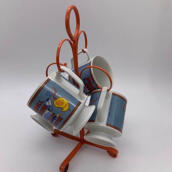 Vtg. Retro HTF 6pcs MAXWELL HOUSE 7 Oz Coffee Cups With Original Metal Holder - Picture 5 of 12